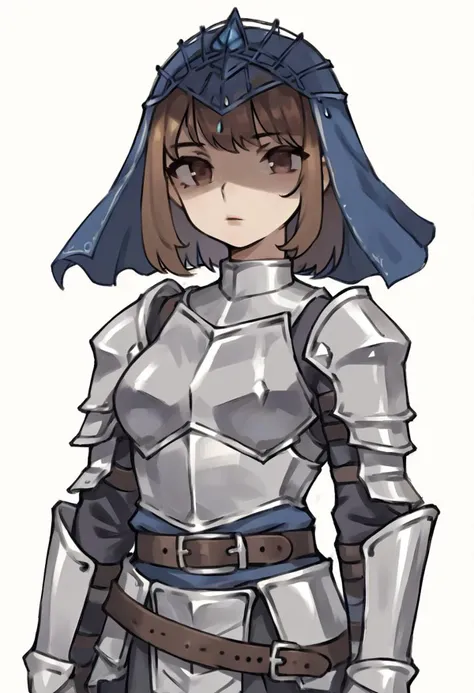 score_9, score_8_up, score_7_up, score_6_up, score_5_up, score_4_up, source_anime,
1girl, solo, lips, expressionless, breasts, pauldrons, upper body, brown eyes, closed mouth, shoulder armor, medium breasts, blue veil, grey armor, brown belt, helmet, armor...