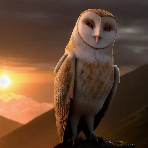 <lora:gahoole:0.7> barn owl, owl, watching at viewer, evil, cgi