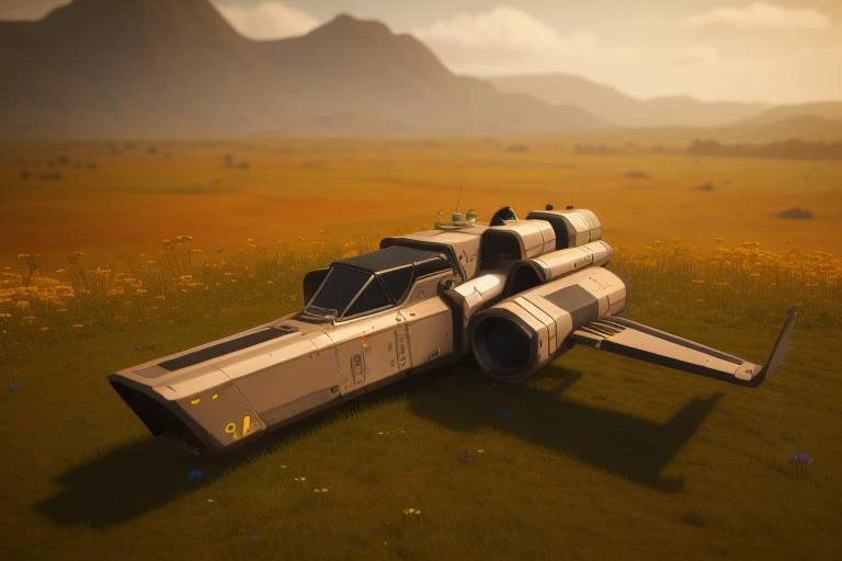 a rendering of a star wars vehicle in a field