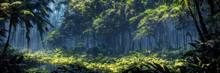 there is a picture of a forest with many trees and plants