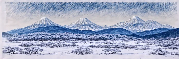 snow landscape, Japanese ink art