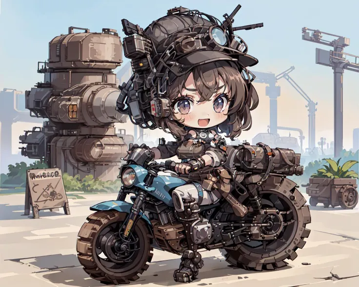 anime girl on a motorcycle with a helmet on