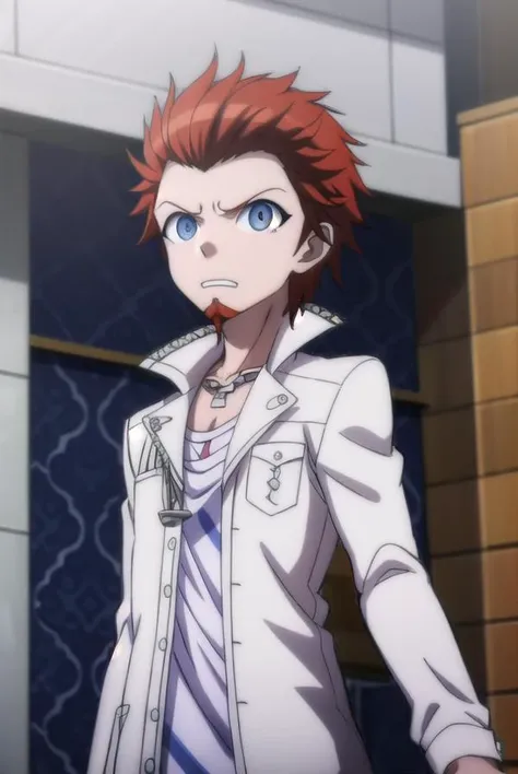 leonkuwata, <lora:leon kuwata s1-lora-nochekaiser:1>,
leon kuwata, short hair, blue eyes, male focus, red hair, facial hair, spiked hair, goatee,
BREAK shirt, jewelry, collarbone, jacket, white shirt, earrings, open clothes, necklace, open jacket, piercing...