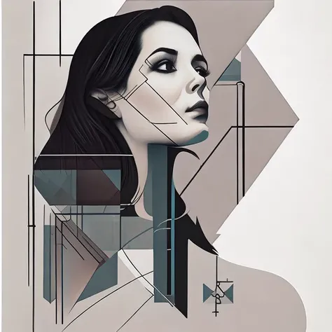 <lyco:Geometric_drawing_style_Sa_May :1.0> woman by Geometric drawing style