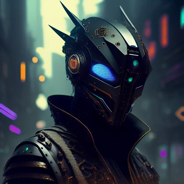 Detailed Ghotic Medieval portrait of  cyberpunk style , futuristic (neon :1.1)reflective wear, sci-fi, robot parts, gold parts, machine face
cinematic light
ef 50mm, ((art by Greg Rutkowsky)), (studio ghibli:1.1), artgern, art, illustration, ((dark atmosph...