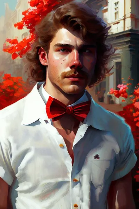 award winning art ,((best quality)), ((masterpiece)), closeup , gorgeous european caucasian  teen(( white shirt:1.3)), (red bow tie:1.3), wearing a crown, 15 yo, (long brown hair), hazel eyes, sitting outside at a Paris caf, eiffel tower in background,empo...