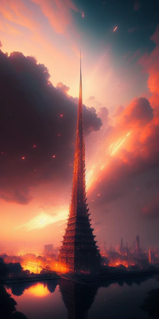 firework in the sky by kyoto animation, insanely detailed. instagram photo, kodak portra. by wlop, ilya kuvshinov, krenz cushart, greg rutkowski, pixiv. zbrush sculpt, octane, maya, houdini, vfx. huge cityscape. cinematic dramatic atmosphere, sharp focus, ...