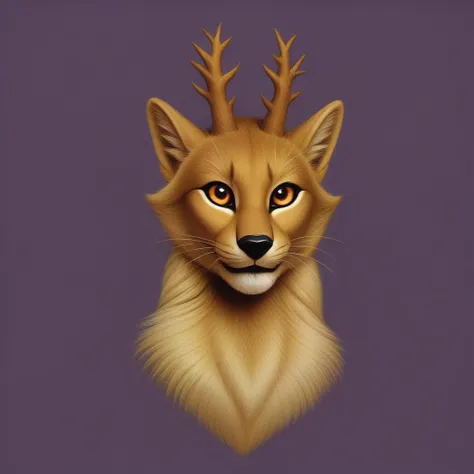 a close up of a deer head with a purple background