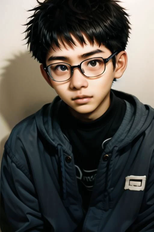 asian, (glasses), candid photograph, plump dg_Dale <lora:dg_Dale_v1:0.8> 18yo man,  homoerotic, detailed realistic face,  chased through night woods, terrified, scratches,