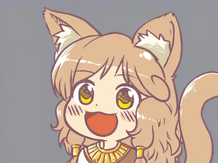 anime character of a cat with a collar and a smile