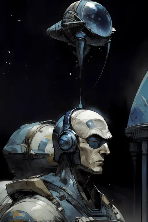 (1man, pale skin,  blue space suit), space, Egypt   futuristic, 
(by Enki Bilal , methurlant) surreal, intricate
(masterpiece, best quality:1.3),
<lora:methurlant:1> <lora:add_detail:1>