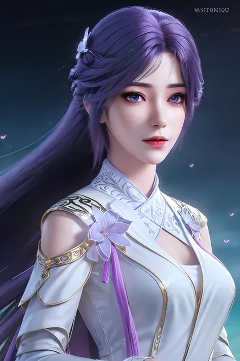 (masterpiece:1.3),(best quality:1.4),(upper body:1.3),(photorealistic:1.4),yunxi,long hair,purple eyes,butterfly,(ultra detailed:1.3),masterpiece,unity 8k wallpaper,dress,hair ornament,purple hair,
1girl,long hair,looking at viewer,<lora:yunxi_202308111430...