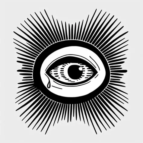 an eye with a tear coming out of it , solo, looking at viewer, simple background, white background, monochrome, comic, greyscale, no humans, abstract, eye focus