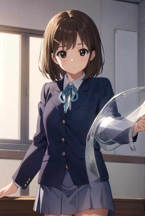 yuihirasawa, <lora:yui hirasawa s2-lora-nochekaiser:1>,
yui hirasawa, short hair, brown hair, hair ornament, (brown eyes:1.5), hairclip,
BREAK sakuragaoka high school uniform, school uniform, uniform, blazer, shirt, white shirt, collared shirt, skirt, plea...