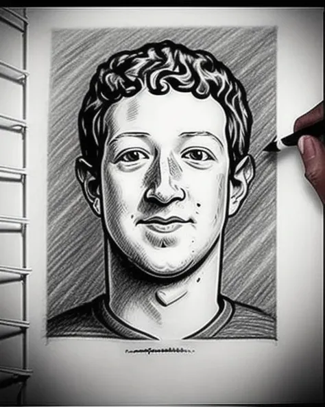 drawing of  Mark Zuckerberg    Getting food poisoning from a restaurant  , art by sketchpad