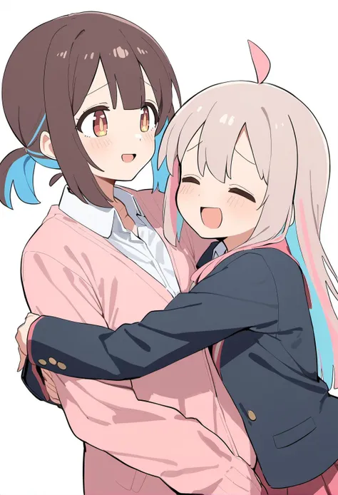 a couple of anime characters hugging each other in a hug