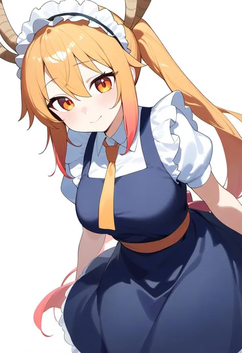 anime girl with horns and a dress and a bow