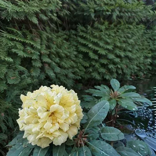 there is a yellow flower that is growing in the water