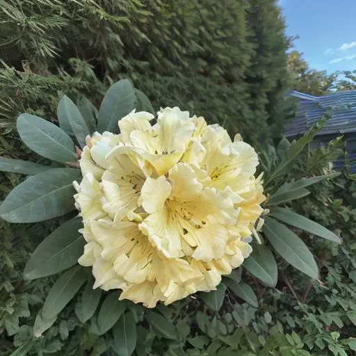 there is a yellow flower that is growing in the bushes