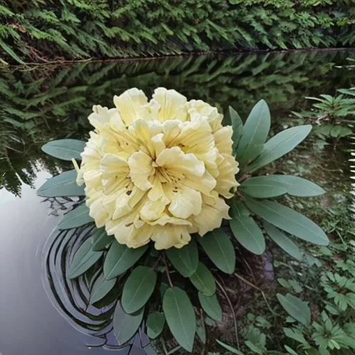 yellow flower in a pond with water reflection