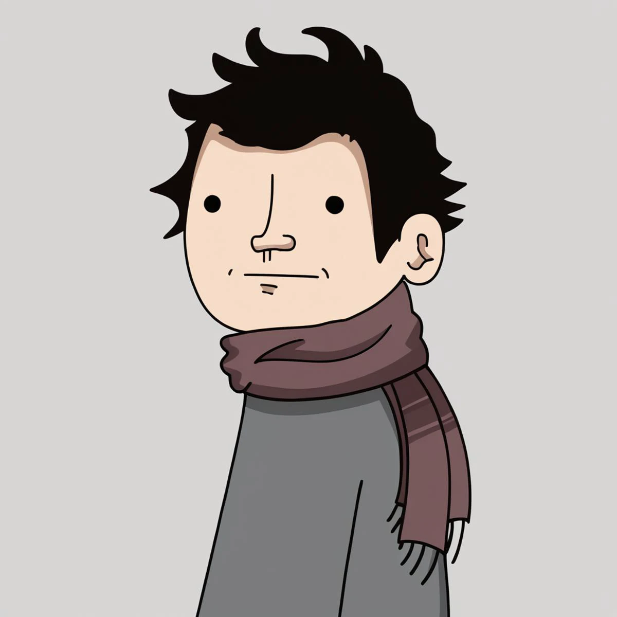 a cartoon man with a scarf and a scarf around his neck