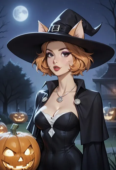 score_9, score_8_up, score_7_up, score_6_up
cat girl, furry, ginger wildcat, fantomcat, woman,1girl, witch hat, hat, jewelry, br...