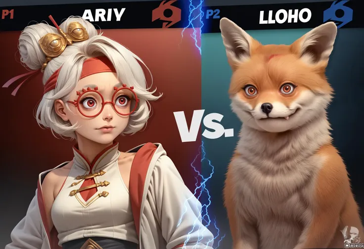 a close up of two different pictures of a fox and a woman