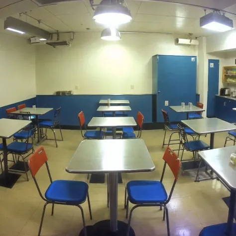 <lora:webcams:1>,  webcamscrenshot, 

The Cafeteria: The camera shows a brightly-lit cafeteria space, complete with metal tables and plastic chairs. The air is filled with the smell of stale food and disinfectant, and the sound of clanging trays and chatte...