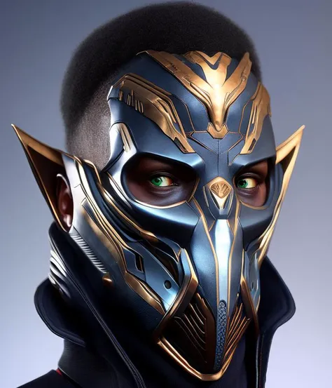 tribal mask in wakandan style cyberpunk, ultra realistic, concept art, intricate details, eerie, horror, highly detailed, photorealistic, octane render, 8 k, unreal engine. art by artgerm and greg rutkowski and alphonse mucha, Professional, masterpiece, co...