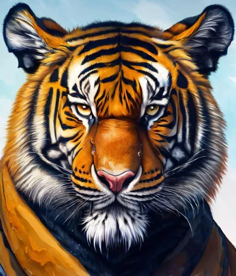 mid-range modelshoot style detail, (extremely detailed 8k wallpaper), A detailed portrait of an anthropomorphic furry tiger in a suit and tie, by justin gerard and greg rutkowski, digital art, realistic painting, dnd, character design, trending on artstati...