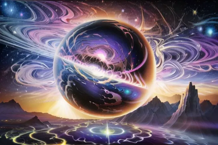 a painting of a planet with a spiral design in the middle