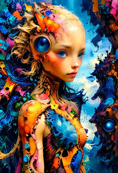 A beautiful blonde crowd, and digital artwork by Beksinski, photo taken on hasselblad, futuristic outfit dress, ultra HD photography of a surrealist psychedelic malformed creature , still from alita, japanese art, cinq terre, ryan meinerding, surreal photo...