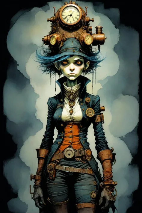 (Android Jones style), (Enki Bilal style:1.333), perfect (full body:1.5) steampunk (funny old lady), dark atmosphere, gloomy illumination, insane, stunning, dramatic, completed artwork, HQ:1.1, 64k, high resolution
<lora:xl_more_art-full_v1:1>,  <lora:Deta...