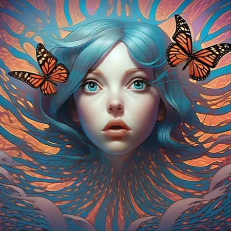 Surreal impressionist Trippy psychedelic Trip illusion by David Nelson, adi granov, Brian Oldham, Christopher vacher, Paul corfield and artgerm