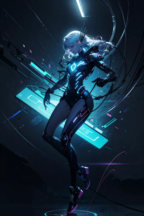 a woman in a futuristic suit with a futuristic light