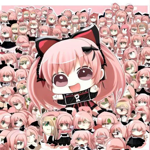 anime girl surrounded by many other anime characters