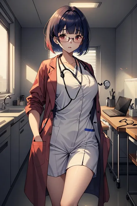 masterpiece, best quality,lower_body, operating table,medical monitors,hospital bed,  <lora:0- CL - Doctor Uniform V2:0.8> (doctor_uniform, labcoat, stethoscope, doctor,red_uniform,red_labcoat),  <lora:Aya Miiko:0.9> (1girl, 3dcg 03, aya miiko, blue_hair, ...