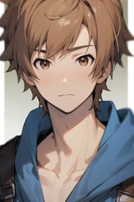 masterpiece, best quality, high quality, 1boy, solo, male focus, looking at viewer, upper body, <lora:gran:0.78>, gran, brown hair, brown eyes, , yukata