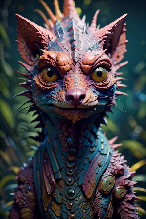 a close up of a cat statue with a weird look on its face