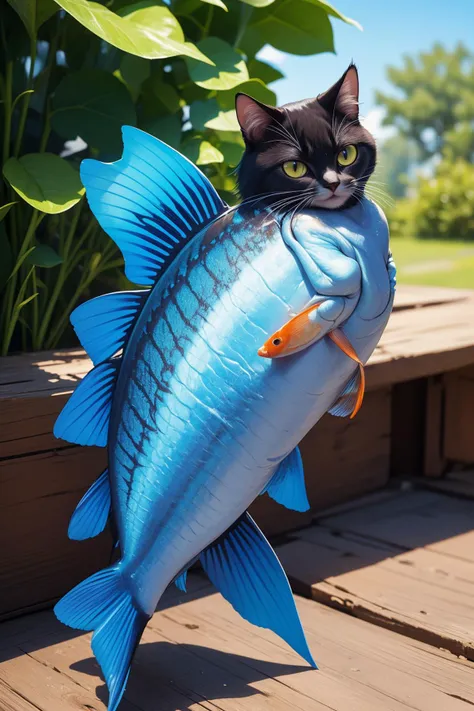 (best quality:1.4),(8K:1.4),(extremely detailed:1.4),cat eat fish,<lora:detail_slider_v4:1>,full body,