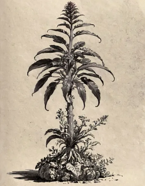 art by terry moyle,, Inkdrawing, concept art monster plant,  <lora:SDXL_Kr355e_v1:0.5> <lora:SDXL1.0-LoRa_TerryMoyle_&_RosieLouise_Style_v0.1:1> <lora:jhs_lora_charcoal style:0.65>, full body
 <lora:ClassipeintXL:0.65> <lora:PaintSTYLE_XL-v1:0.65>