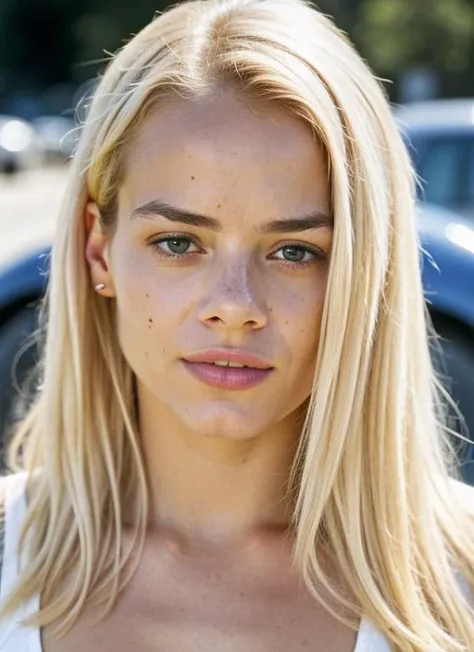 A stunning intricate color close up portrait of (sks woman:1) , wearing Crop top and high-waisted jeans, epic character composition, sharp focus, natural lighting, subsurface scattering, f2, 35mm, film grain, , by Henri Cartier-Bresson, <lora:locon_elsajea...