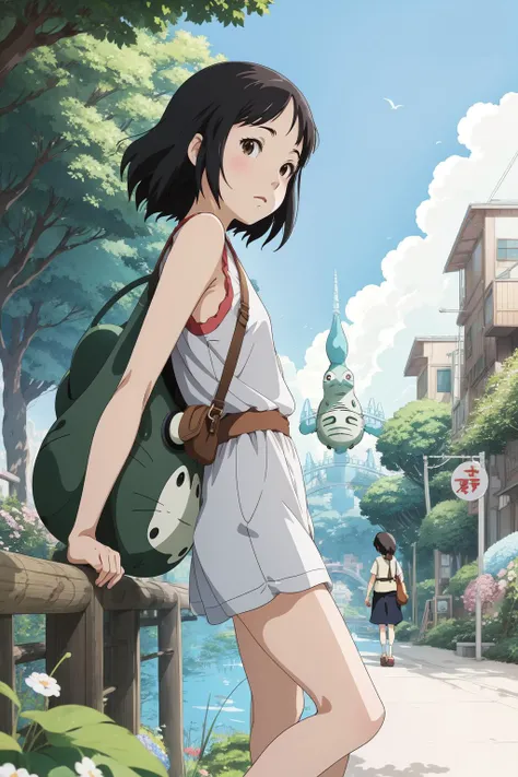 1girl, (by Studio Ghibli:1.3) , character art, Loving Python, shallow depth of field, hyperdetailed, cityscape