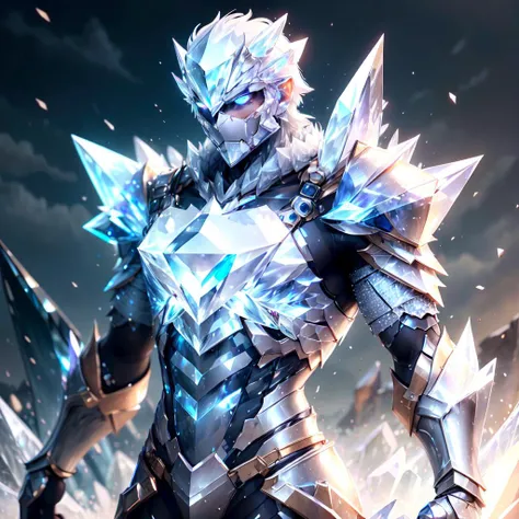 <lora:CrystallineAI-000009:.8>, CrystallineAI armor, male ,