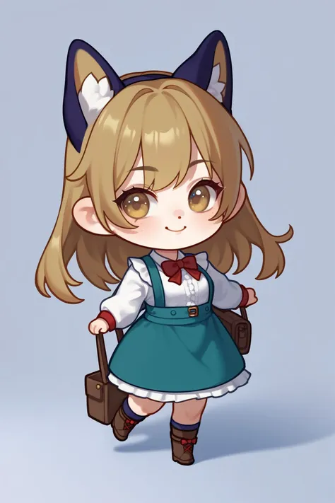 a cartoon girl with a cat ears and a blue dress