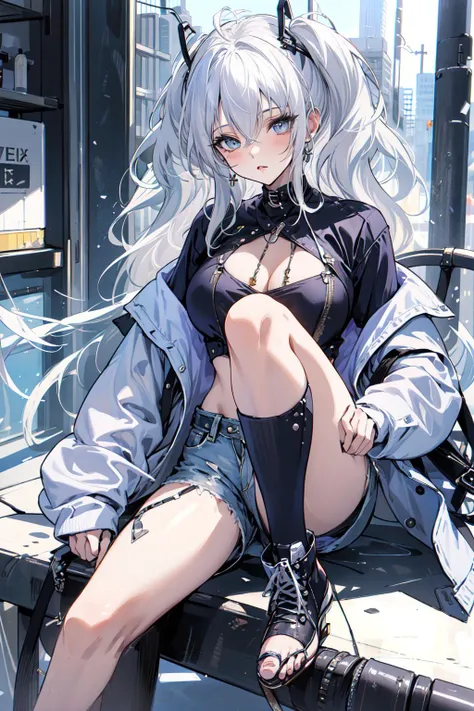 (masterpiece:1.2), best quality,PIXIV,
 cool girl,Unzen ,white hair,
street,short shorts, 
<lora:cool girl_20230913102000:0.7:1,1,1,1,1,1,1,1,1,1,1,1,1,1,1,0,0>   <lora:Unzen_20230911102126:0.8:CHARACTER>