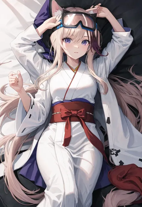 best quality, masterpiece, highres, solo, {cardigan_arknights:0.90}, {white kimono:1.35}, {red hakama:1.35}, {wide sleeves:1.20}