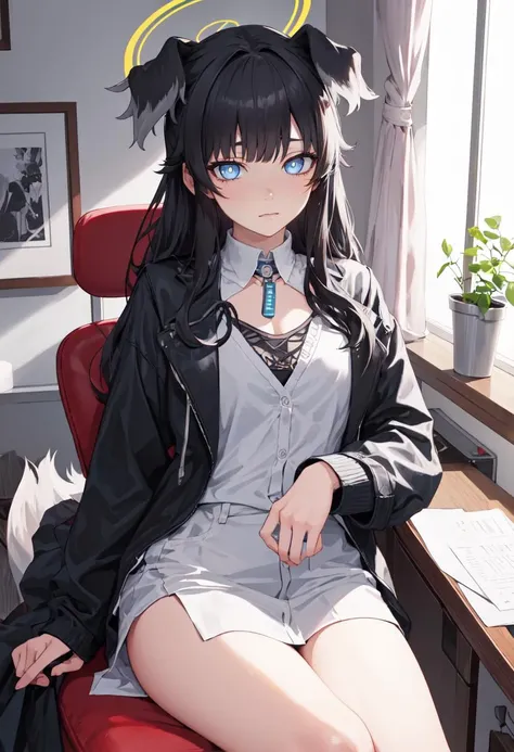 (safe:1.10), best quality, masterpiece, highres, solo, (hibiki_bluearchive:1.10), sitting, sitting on chair, chair, cowboy shot, looking at viewer, 27 <lora:hibiki_bluearchive:0.80>