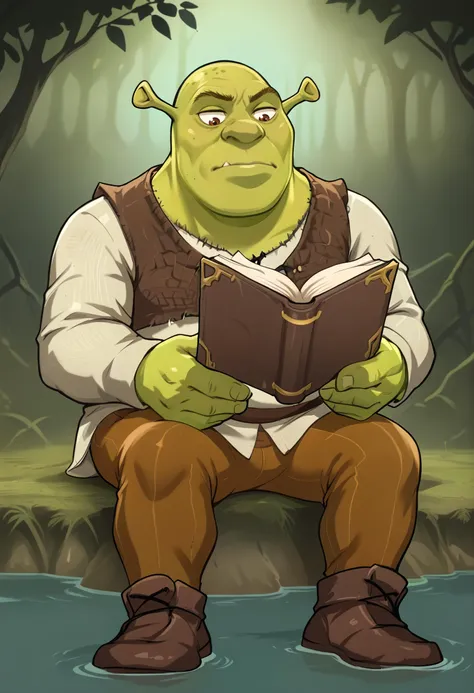 a cartoon image of a man sitting on a rock reading a book