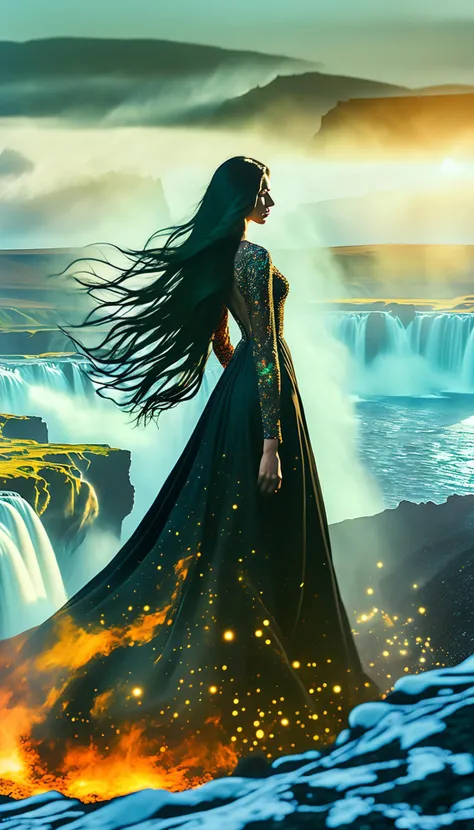 <lora:FF-Style-Astigmatism-1.0.LORA:1> astigmatism Style, <ti:SimplepositiveXLv1>,   (Masterpiece, surrealistic scene:1.2), (Beautiful 23 year old (Icelandic:1.1) woman with long black hair in high cut dress:1.3),high face detail,High detail eyes, perfect ...